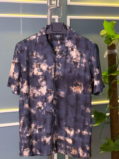 AOP Print Casual Cuban Collar Shirt for Men