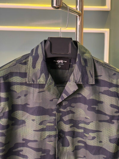 Camo Print Casual Cuban Collar Shirt for Men